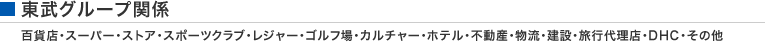 東武グループ関係　百貨店・スーパー・ストア・スポーツクラブ・レジャー・ゴルフ場・カルチャー・不動産・物流・建設・代理店・DHC・その他